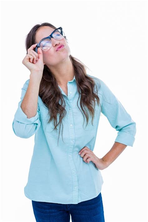 Pretty Geeky Hipster Sending An Air Kiss Stock Image Image Of Sending