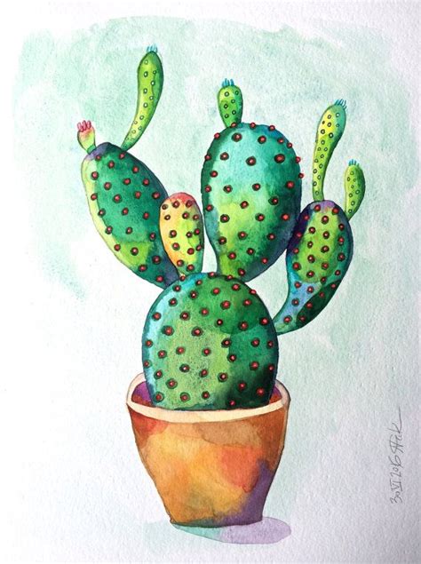 12 watercolor tropical fruit illustration. Original watercolor still life with cactus by Natalia Eck ...