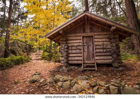 Log Cabin Forest Fall Stock Photo Edit Now 342119846