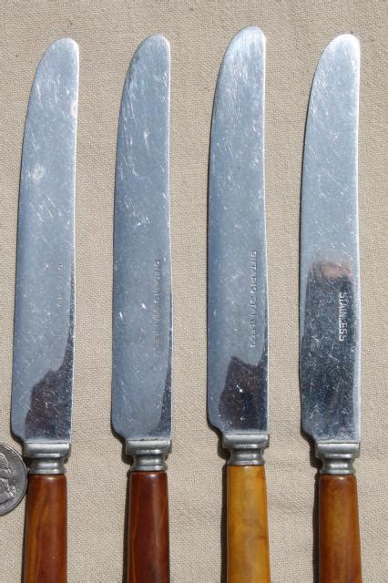 Vintage Flatware Set Forks And Knives W Butterscotch Carmel Bakelite