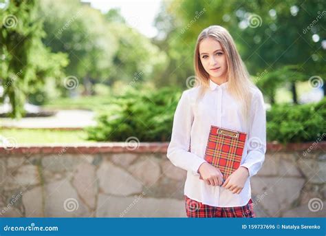 Portrait Of College Student Outdoors On Campus Stock Photo Image Of