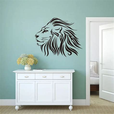 Leo Head Vinyl Decal Animal Home Decor Living Room Lion Animal Art Wall