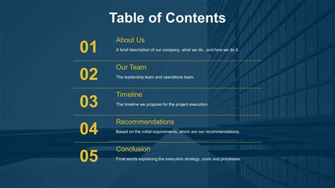 Guide To Create A Table Of Contents In Powerpoint Slidemodel