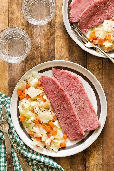 corned beef and cabbage on stove top homemade in kitchen
