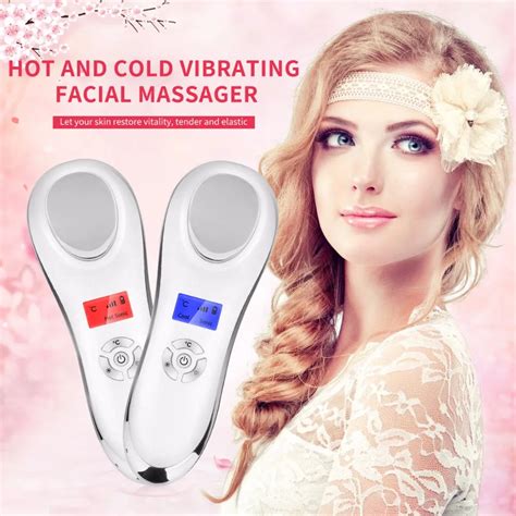 Rechargeable Hot And Cold Vibrating Ultrasonic Ion Facial Massager Face Lifting Tighten Wrinkle