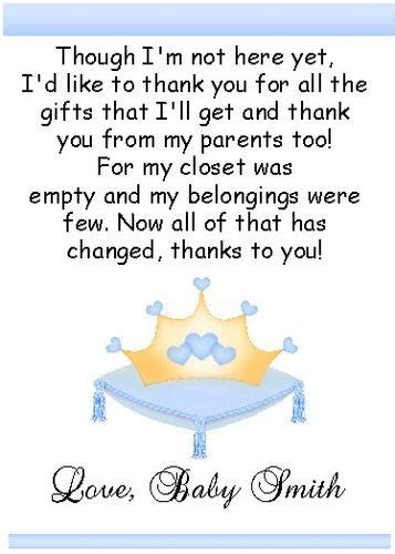 While writing thank you wording for baby shower, you should keep in mind that you felt happy with someone's presence on your special occasion of baby. 2 Our Little Prince/Princess - Baby Shower Thank You Cards ...