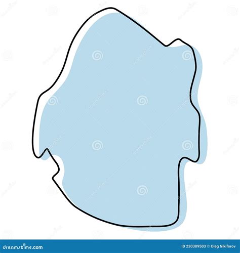 Stylized Simple Outline Map Of Swaziland Icon Blue Sketch Map Of