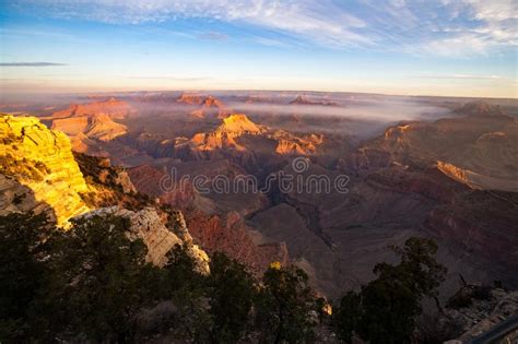 Sunrise Image Of The Grand Canyon National Park With Early Morning Haze