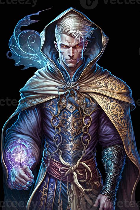 Full Body View Of A Beautiful Male Sorcerer Illustration Magic