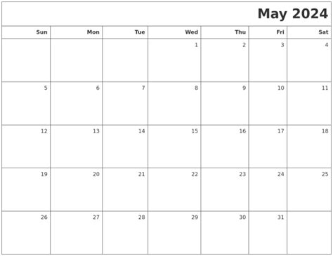 May 2024 Printable Blank Calendar 2024 Calendar Printable