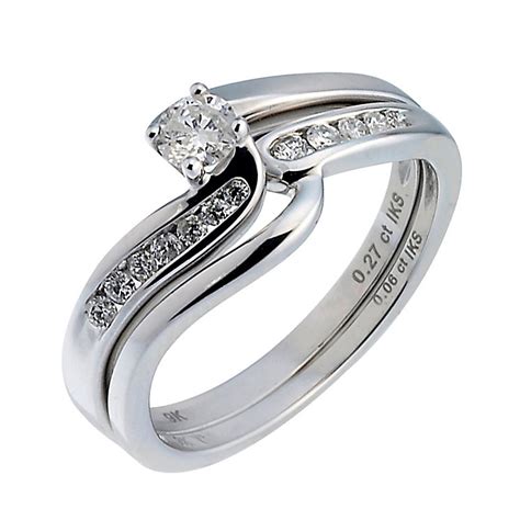Igl certified diamond square halo engagement ring set in 14k white gold (1 carat t.w.) always yours sterling silver 1/2 ct. 9ct White Gold Diamond Bridal Ring Set | White Gold ...
