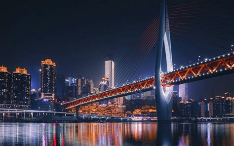 Herunterladen Hintergrundbild 4k Chongqing Dongshuimen Brücke