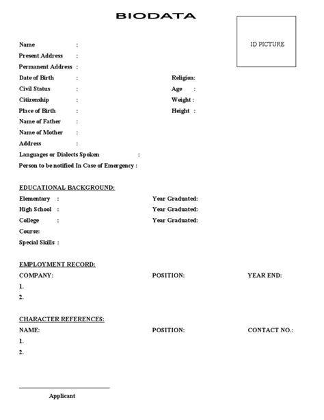 Don't worry that how to make a biodata form for job, now its available for free download. Biodata Format
