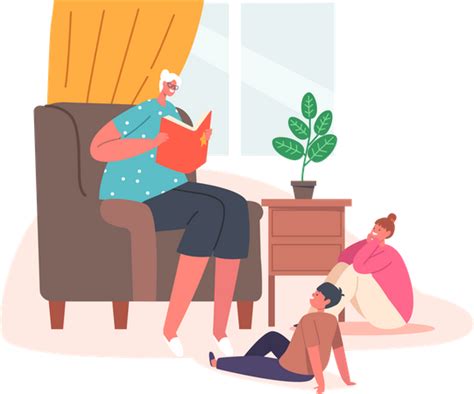 8 Grandmother Reading Story Illustrations Free In Svg Png Eps