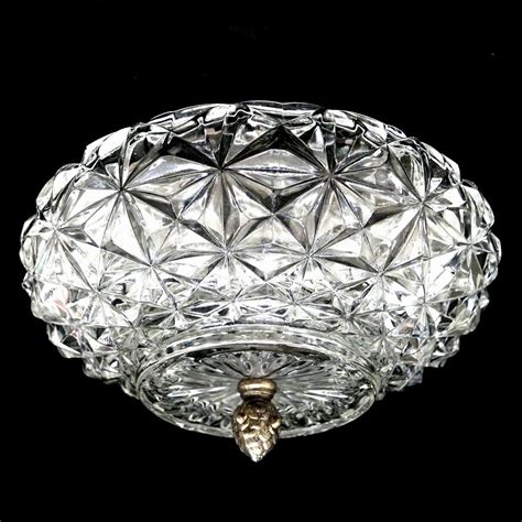 Vintage Pressed Glass Ceiling Light Cover Starburst Or Dasiy Design