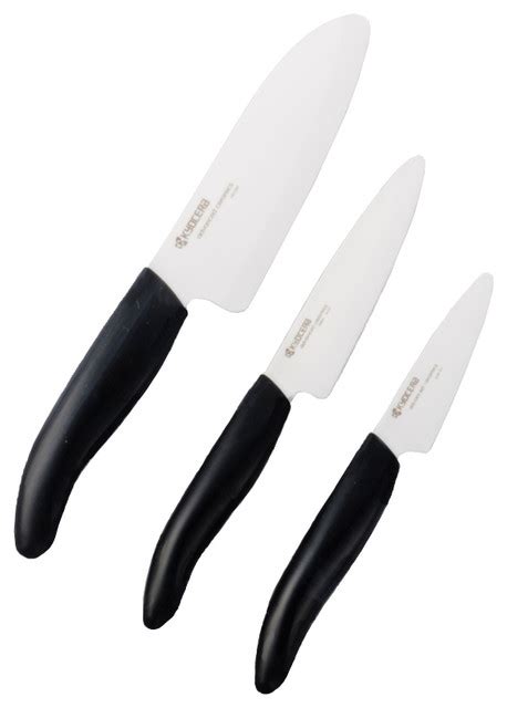 Kyocera Revolution Ceramic 3 Piece Knife Set With Black Handles