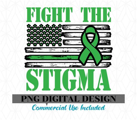 Fight The Stigma Png Mental Health Awareness Green Ribbon Etsy
