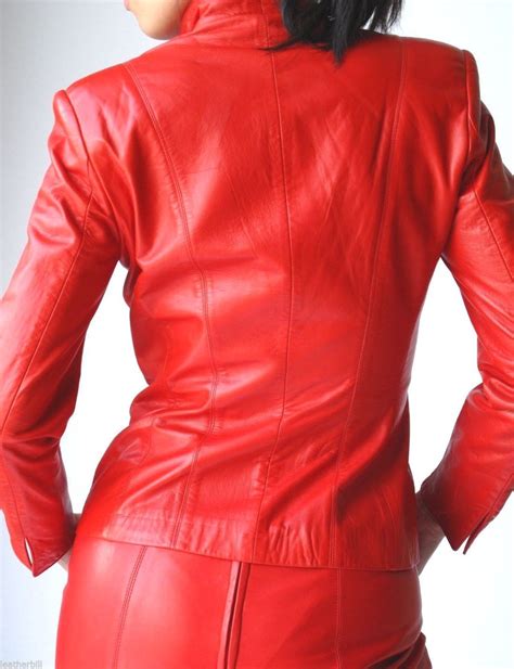 Fiery Red Leather Dress Suit Begedor Jacket And Vakko Skirt Ebay