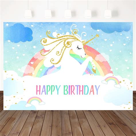 Buy Moca Blue Unicorn Birthday Backdrop Rainbow Unicorn Happy Birthday