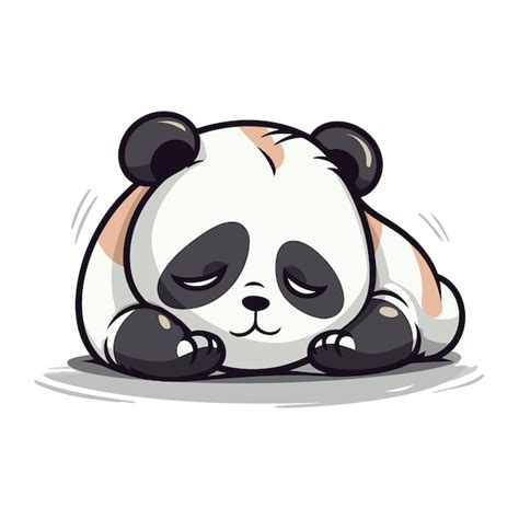 Premium Vector Cute Panda Sleeping On The Ground Cartoon Vector