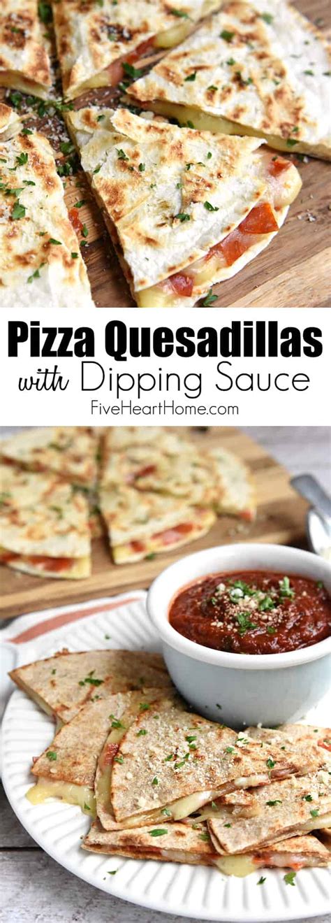 Maybe you would like to learn more about one of these? Pizza Quesadillas with AMAZING Dipping Sauce • FIVEheartHOME
