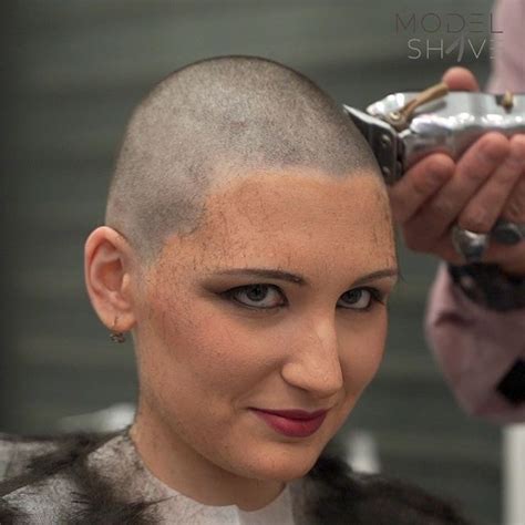 ModelShave Com On Instagram College Babe Girl Shaves Her Head At The Barbershop Headshave