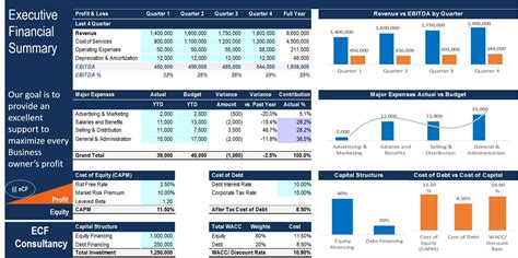 Executive Financial Summary Excel With Power Point Presentation