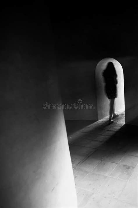 Female Walks Alone In The Dark Basement Stock Photo Image Of Quiet