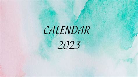 Printable Calendar 2023 Simple Calendar Aquarelle Colors Etsy