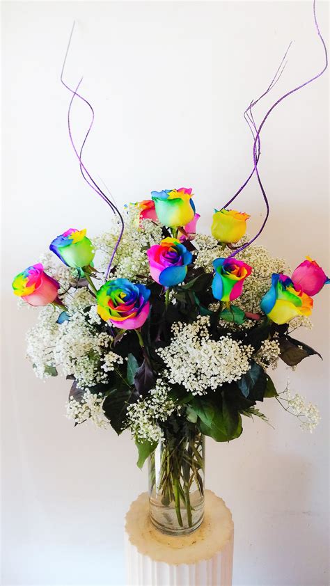 1 Dozen Rainbow Roses In San Gabriel Ca Creative Floral Designs