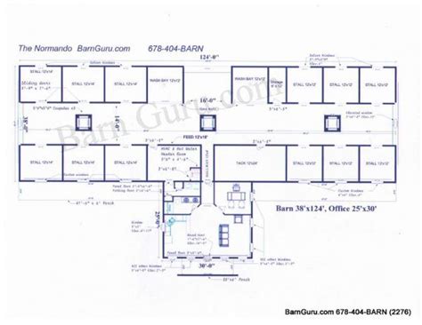 Any combination of stalls, tack rooms, feed rooms, and wash. 12 Stall Horse Barn Plans