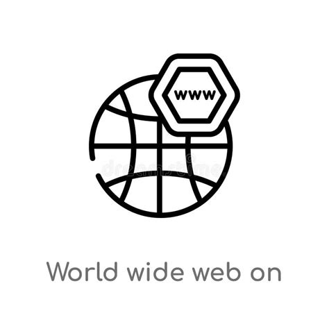 Outline World Wide Web On Grid Vector Icon Isolated Black Simple Line