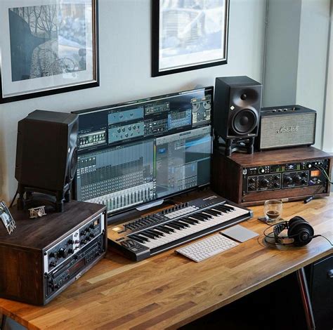 Acme furniture eleazar music recording studio desk, natural oak. Wooden finish on desk | Music studio room, Recording studio home, Home studio music