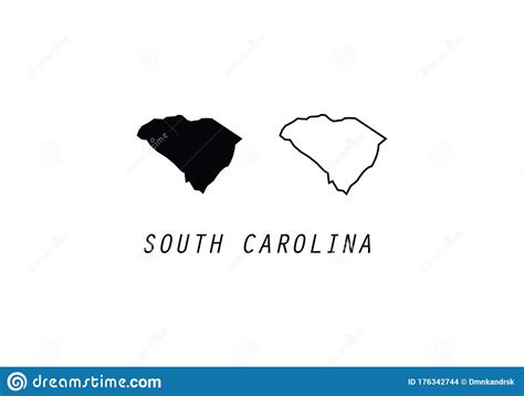 South Carolina Map State Shape Usa America Borders Stock Vector