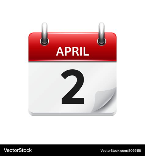 April 2 Flat Daily Calendar Icon Date Royalty Free Vector