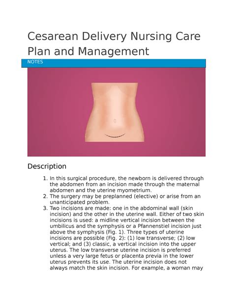 Cesarean Delivery Nursing Care Plan And Management Cesarean Delivery