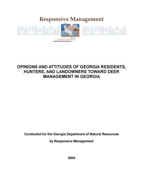 Deer Management In Georgia Survey Of Residents Hunters And