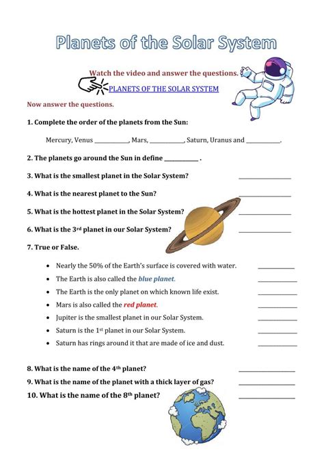 Solar System Worksheet Pdf Planets Of The Solar System Interactive