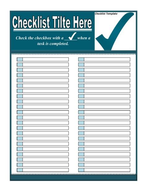 30 Free Checklist Templates Word Excel Printabletemplates Riset