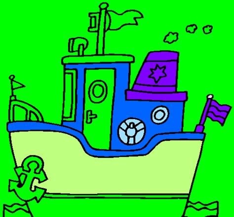 Desenho de Barco com âncora pintado e colorido por Usuário não
