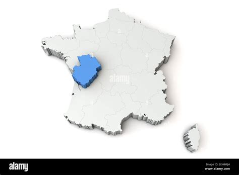 Map Of France Showing Poitou Charentes Region D Rendering Stock Photo