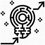 Maze Solution Icon Labyrinth Arrow Lightbulb Analyse