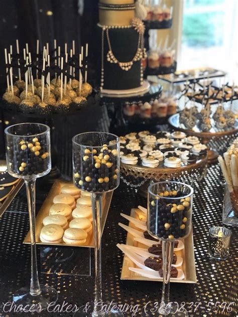 Black And Gold Dessert Bar Chacescakes Black