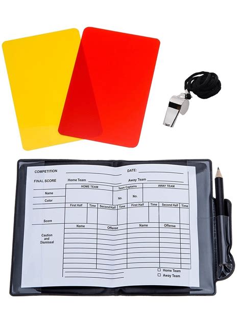 Giveet Metal Whistle With Sports Referee Card Set Red Yellow Card And