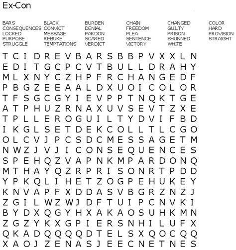 Maybe you would like to learn more about one of these? Ex-Con Free Printable WORD SEARCH for adults, seniors ...