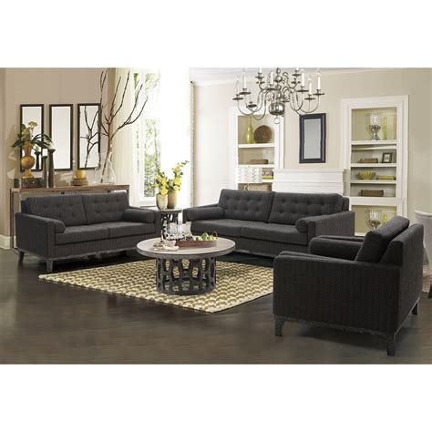 * sofa set consists of a sofa and love seat Centennial Sofa Set - Charcoal Chenille Fabric | DCG Stores