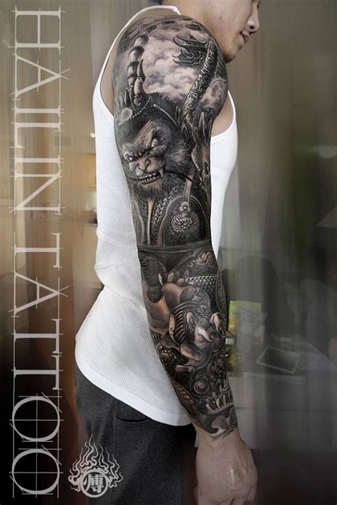 Traditional japanese sleeve tattoo ideas could… Full sleeve Asian tattoo | Tattoo vorlagen, Tätowierungen ...