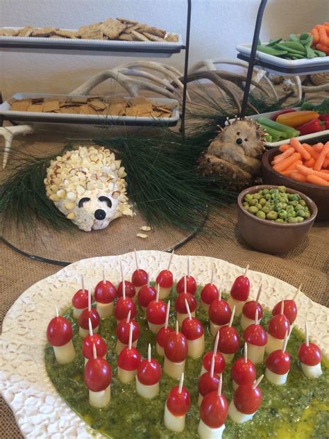Woodland Baby Shower Themed Food Pesto Toadstools And Cheese Ball