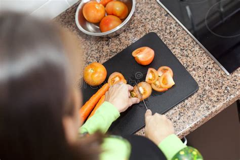 Woman Preparing Food At The Kitchen Stock Photo Image Of House Adult