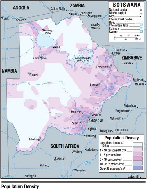 Population Density Of Botswana 2005